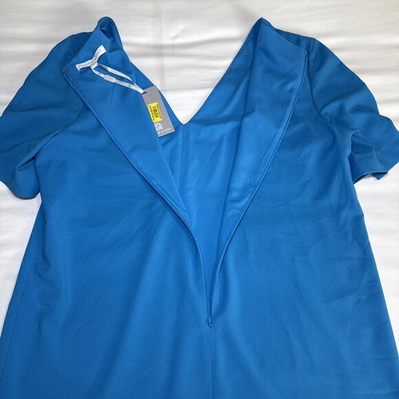 Preston & York Sheath Dress Size 14 Teal Pintuck Short Sleeves V Neck Lined NWT - Picture 15 of 16